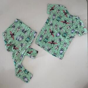 Lev Baby Toddler Boy Short-sleeved Bamboo Green Bug pajama pants set 12-18 Month
